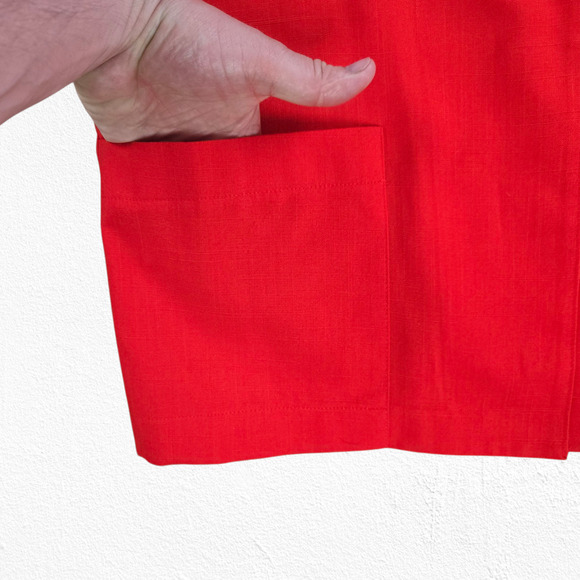 1980s Vintage Red Oversized Single Button Power Suit Jacket Blazer Size 14 - Picture 3 of 9